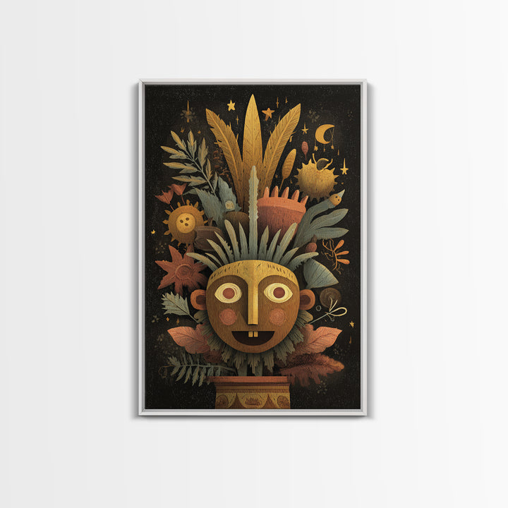 The Mask Of The Crawling God, Gouache Halloween Art, Vertical Wall Art, Canvas Print, Cute Halloween Wall Art