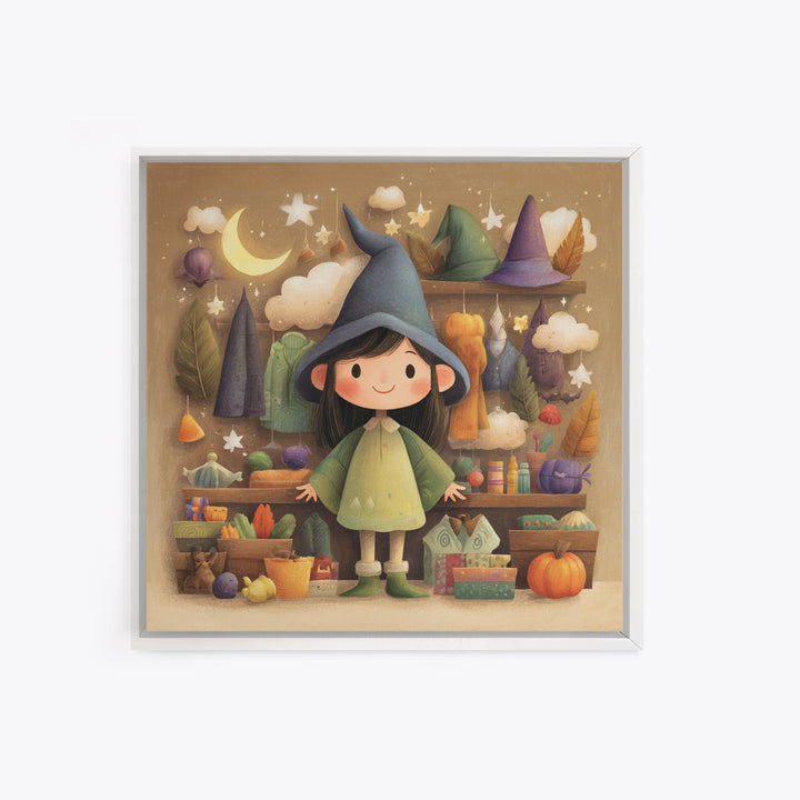 The Enchanted Costume Closet, Pastel Halloween Art, Square Wall Art, Canvas Print, Cute Halloween Wall Art