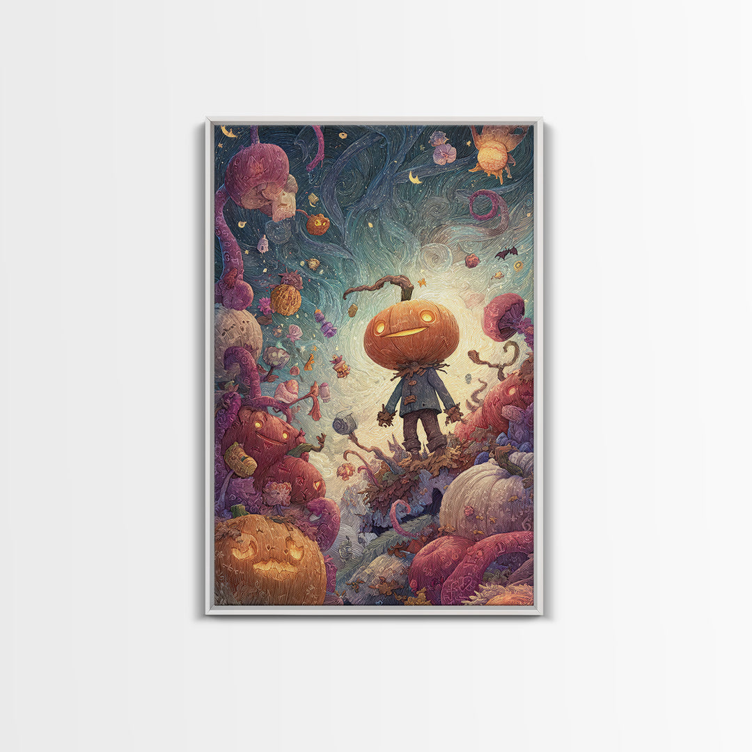 The Harvest Of The Eldritch Field, Plush Halloween Art, Vertical Wall Art, Canvas Print, Cute Halloween Wall Art
