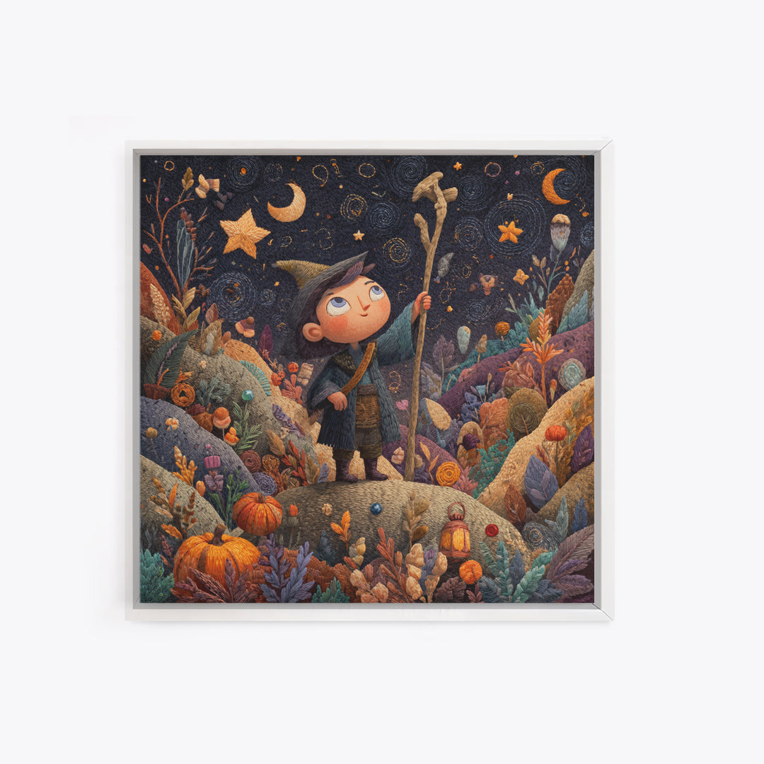 The Star-Seer Of Black Dunwich, Embroidered Halloween Art, Square Wall Art, Canvas Print, Cute Halloween Wall Art