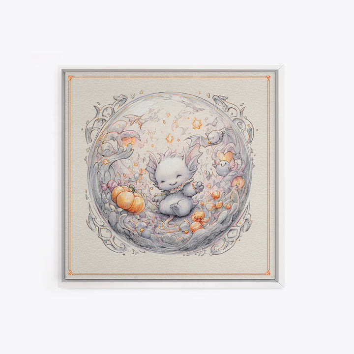 The Oracle Of The Glass Depths, Hand Sketch Halloween Art, Square Wall Art, Canvas Print, Cute Halloween Wall Art