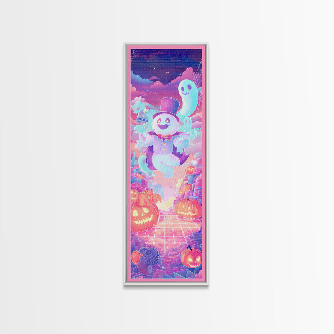 The Star-Cape Magician, Synthwave Halloween Art, Tall Narrow Wall Art, Canvas Print, Retro Halloween Decor, Neon Wall Art, Gothic Home Decor
