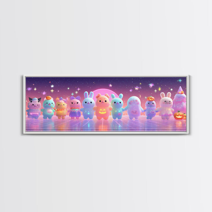 The Costume-Changing Wand, Vaporwave Halloween Decor, Extra Wide Wall Art, Canvas Print, Retro Halloween Decor, Neon Wall Art