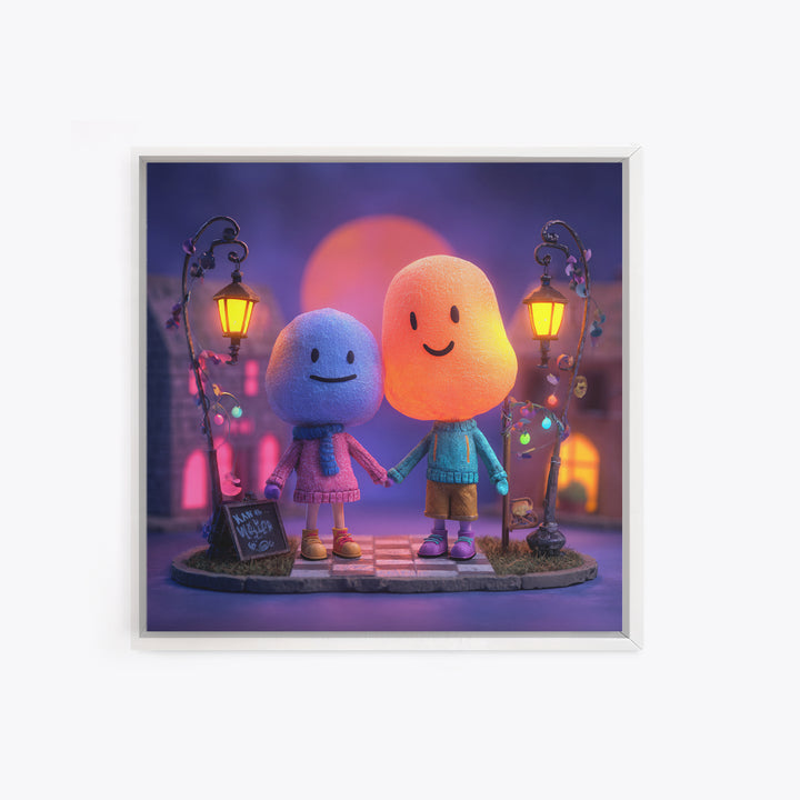The Ghost Balloon Friend, 80s Halloween Wall Art, Square Wall Art, Canvas Print, Retro Halloween Decor, Neon Wall Art, Statement Wall Art