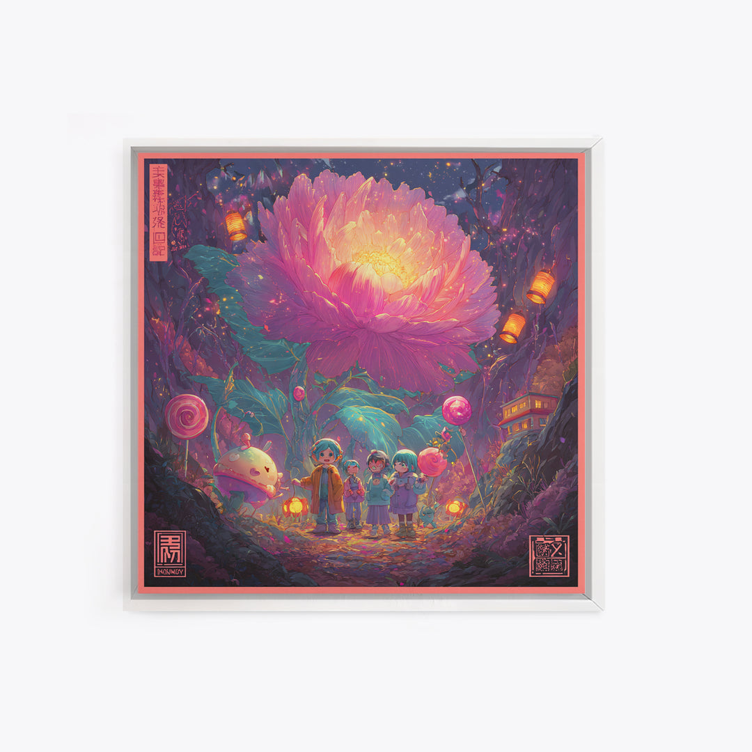 The Monster Flower Shop, Synthwave Halloween Art, Square Wall Art, Canvas Print, Retro Halloween Decor, Neon Wall Art, Halloween Wall Art