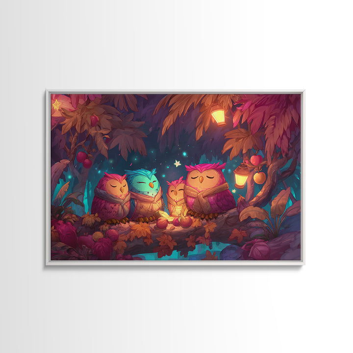 The Sleepy Owl Orchard, 80s Halloween Wall Art, Landscape Wall Art, Canvas Print, Retro Halloween Decor, Neon Wall Art, Gothic Home Decor
