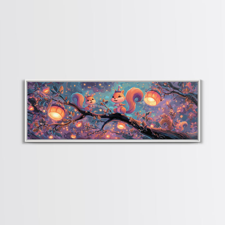 The Acorn Lantern Festival, 80s Halloween Wall Art, Extra Wide Wall Art, Canvas Print, Retro Halloween Decor, Neon Wall Art