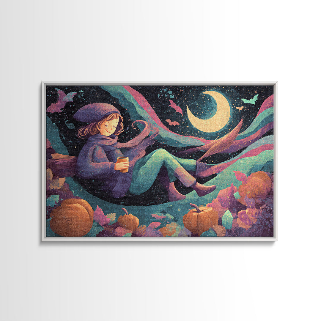 The Candy Comet Adventure, Synthwave Halloween Art, Landscape Wall Art, Canvas Print, Retro Halloween Decor, Neon Wall Art