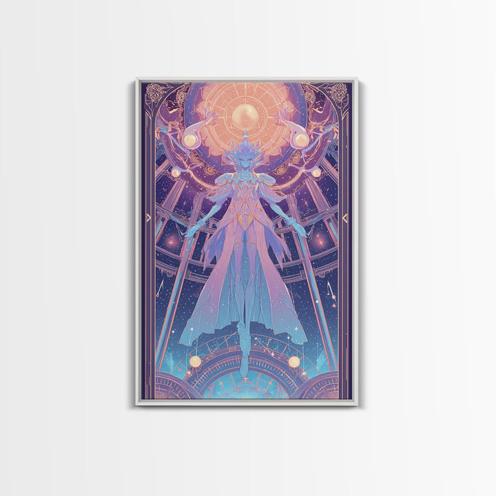 The Dreaming Priest Of The Outer Gate, 80s Halloween Wall Art, Vertical Wall Art, Canvas Print, Retro Halloween Decor, Neon Wall Art