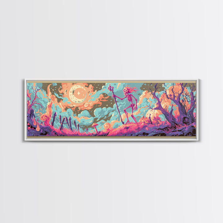 The Star-Seer Of Black Dunwich, Cosmic Synthwave Horror, Extra Wide Wall Art, Canvas Print, Retro Halloween Decor, Neon Wall Art