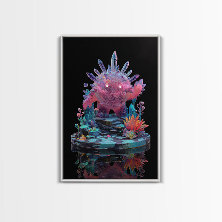 The Keeper Of The Black Reef Key, 80s Halloween Wall Art, Vertical Wall Art, Canvas Print, Retro Halloween Decor, Neon Wall Art