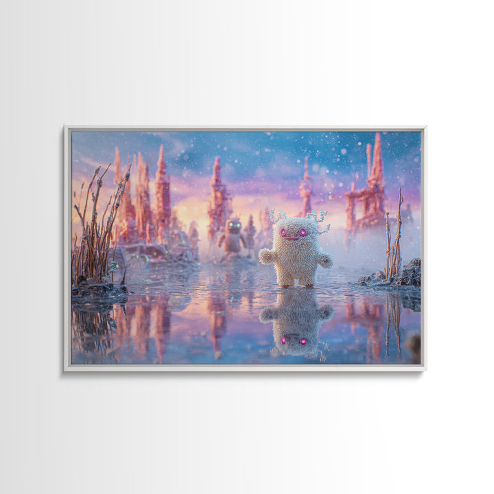 The Frost Beyond Carcosa, Vaporwave Halloween Decor, Landscape Wall Art, Canvas Print, Retro Halloween Decor, Neon Wall Art, Horror Wall Art