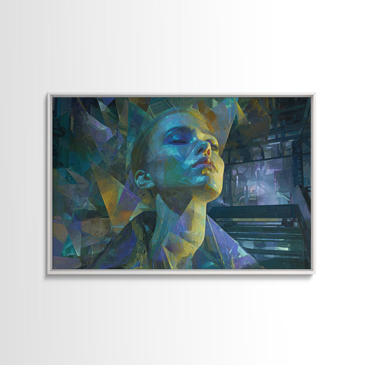 Ai Mask Portrait Canvas Print, Cyberpunk Art, Luxury Decor, Living Room Decor, Fine Art, Neon 576, Cyberpunk, CYB-3x2-76
