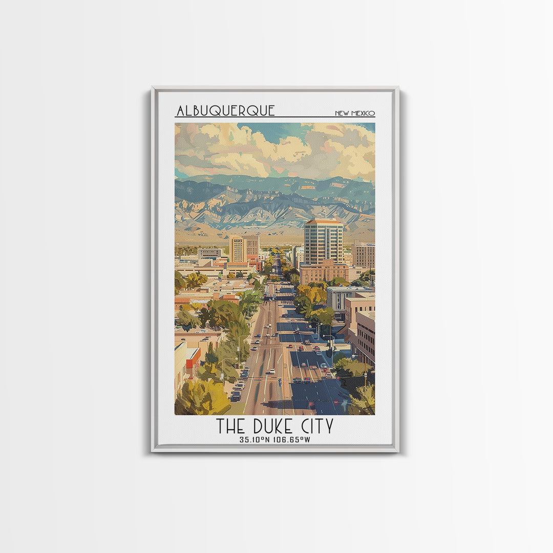 Albuquerque Travel Poster, Canvas Print, City Art Print, Travel Wall Art, Modern Wall Decor, Home Office Decor, Living Room Wall Art