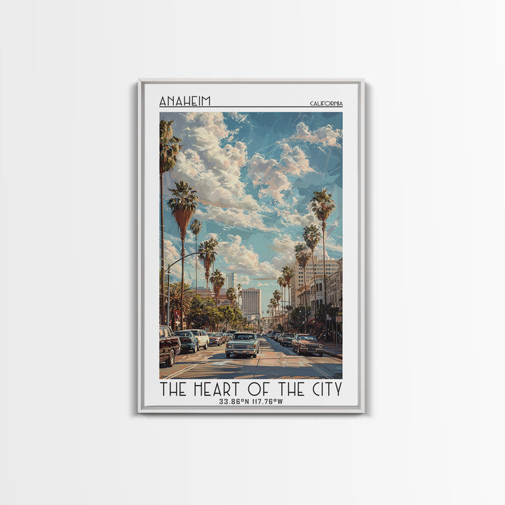 Anaheim Travel Poster, Framed Canvas Print, Travel Prints, Landscape Art, Vintage Travel Art, Minimalist Poster, Retro Travel Poster
