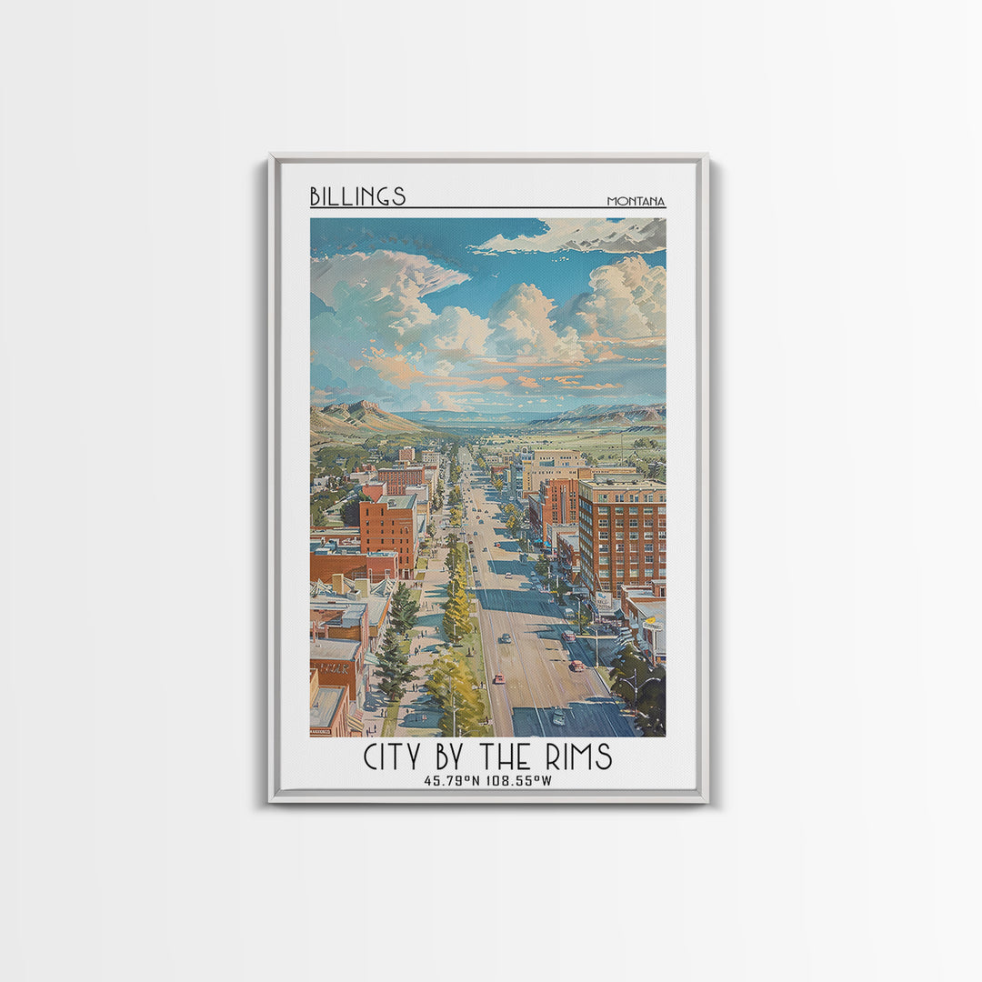 Billings Travel Poster, Framed Canvas Print, Travel Prints, Landscape Art, Wall Art, Travel Print, Minimalist Poster, Vintage Travel