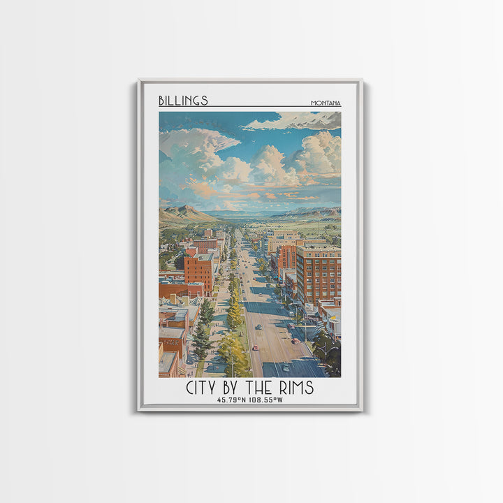 Billings Travel Poster, Framed Canvas Print, Travel Prints, Landscape Art, Wall Art, Travel Print, Minimalist Poster, Vintage Travel