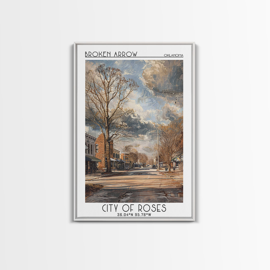 Broken Arrow Travel Poster, Framed Canvas Print, Travel Prints, Landscape Art, Modern Wall Decor, Travel Posters, City Travel Poster