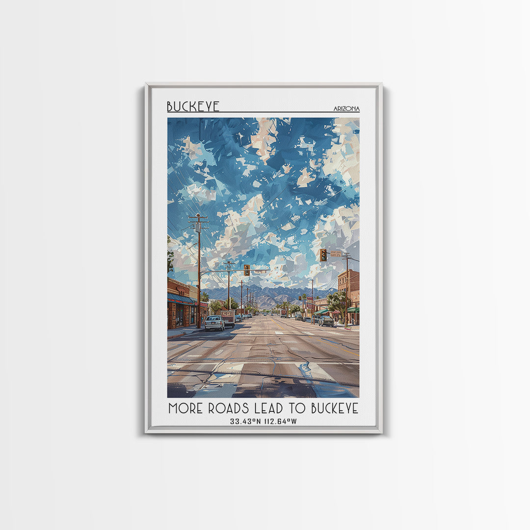 Buckeye Travel Poster, Framed Canvas Print, Travel Prints, Landscape Art, Living Room Wall Art, Travel Posters, Vintage Travel Print