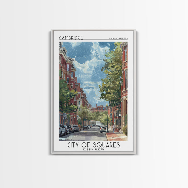 Cambridge Travel Poster, Framed Canvas Print, Travel Wall Art, City Wall Art, Wanderlust Gift, Retro Travel Print, Travel Wall Decor