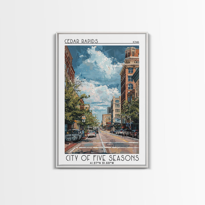 Cedar Rapids Travel Poster, Framed Canvas Print, Poster Print, Travel Wall Art, Travel Art Print, Retro Travel Poster, Landscape Art