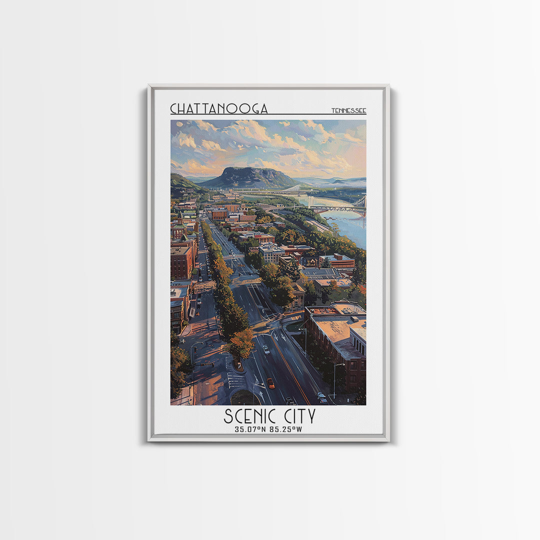 Chattanooga Travel Poster, Canvas Print, Poster Print, Travel Wall Art, Wall Art, Retro Wall Art, Wanderlust Gift, Minimalist Poster