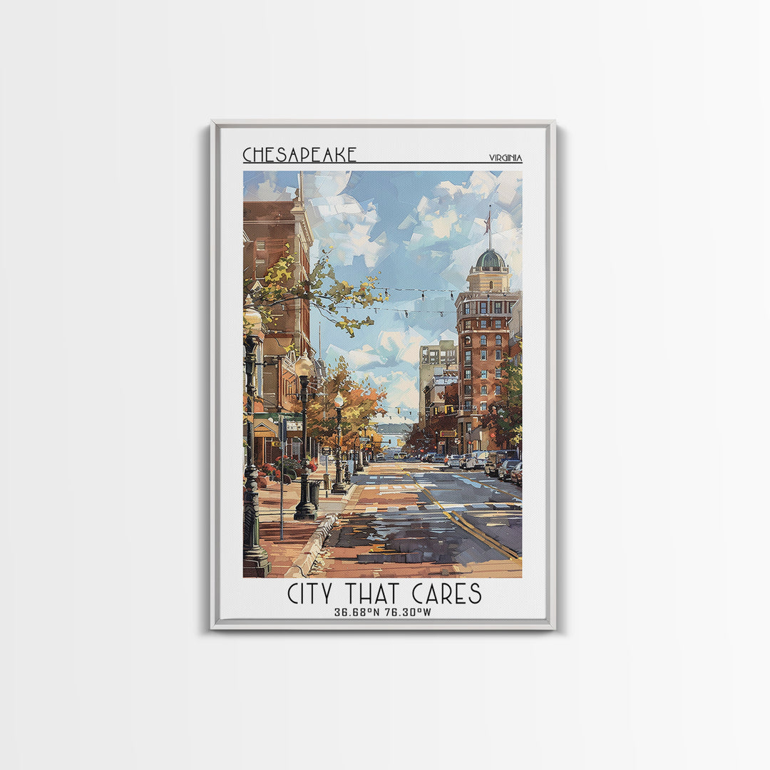 Chesapeake Travel Poster, Framed Canvas Print, Travel Art Print, Modern Wall Decor, Travel Posters, Home Office Decor, City Wall Art