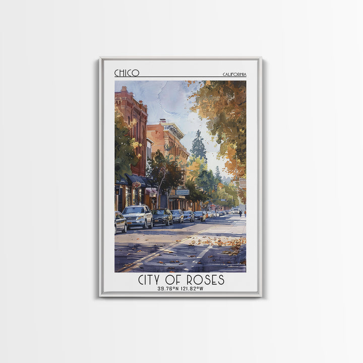Chico Travel Poster, Framed Canvas Print, City Travel Poster, Travel Wall Art, City Wall Art, Art Print, Landscape Art, Poster Print