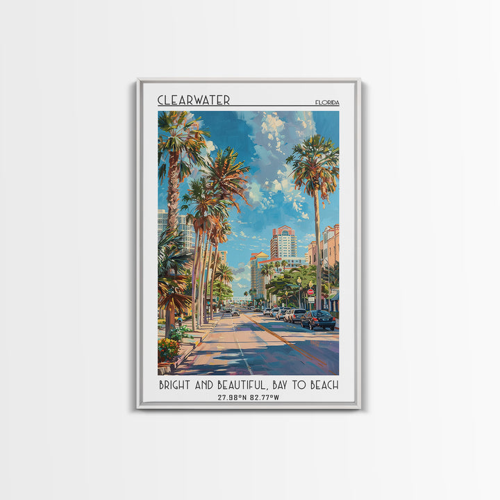 Clearwater Travel Poster, Framed Canvas Print, Poster Print, Travel Wall Art, Colorful Wall Art, Gallery Wall Set, Home Office Decor