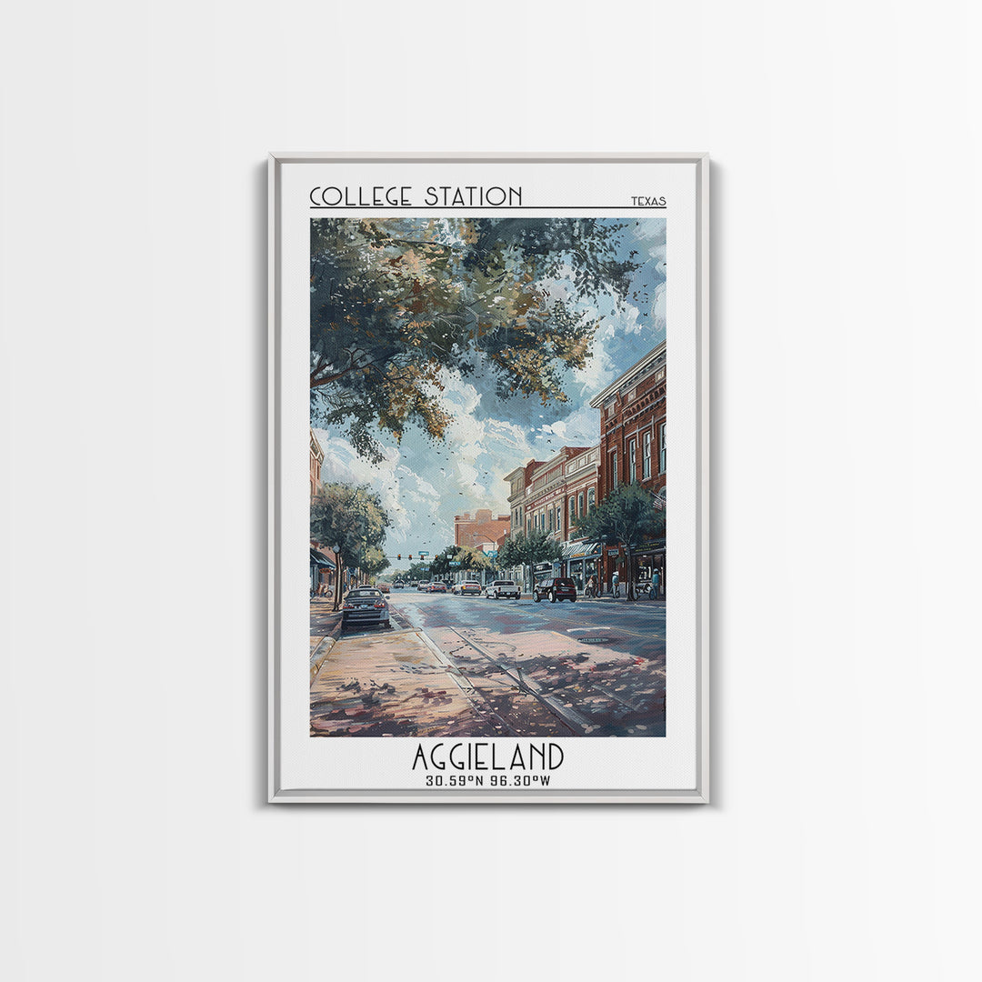 College Station Travel Poster, Canvas Print, Travel Wall Decor, Minimalist Poster, Retro Travel Poster, Poster Print, City Art Print