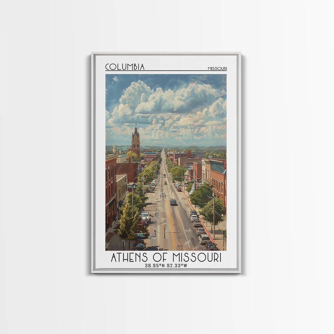 Columbia Travel Poster, Framed Canvas Print, City Art Print, Travel Wall Art, Vintage City Poster, Poster Print, Retro Travel Poster