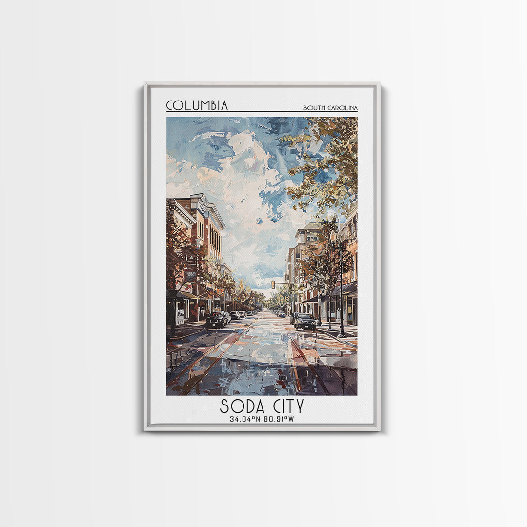 Columbia South Carolina Travel Poster, Framed Canvas Print, City Travel Poster, Travel Wall Art, Travel Posters, Retro Travel Poster