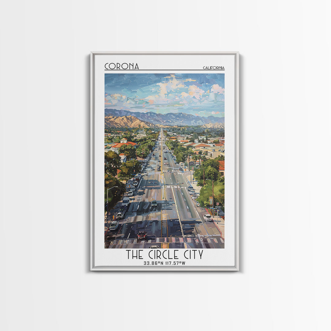 Corona Travel Poster, Canvas Print, Poster Print, Travel Wall Art, Travel Wall Decor, Home Decor, Retro Travel Poster, City Wall Art
