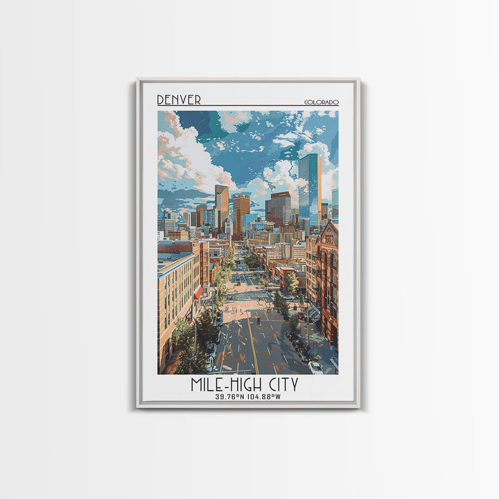 Denver Travel Poster, Framed Canvas Print, City Travel Poster, Travel Wall Decor, Minimalist Poster, Modern Wall Decor, Travel Decor