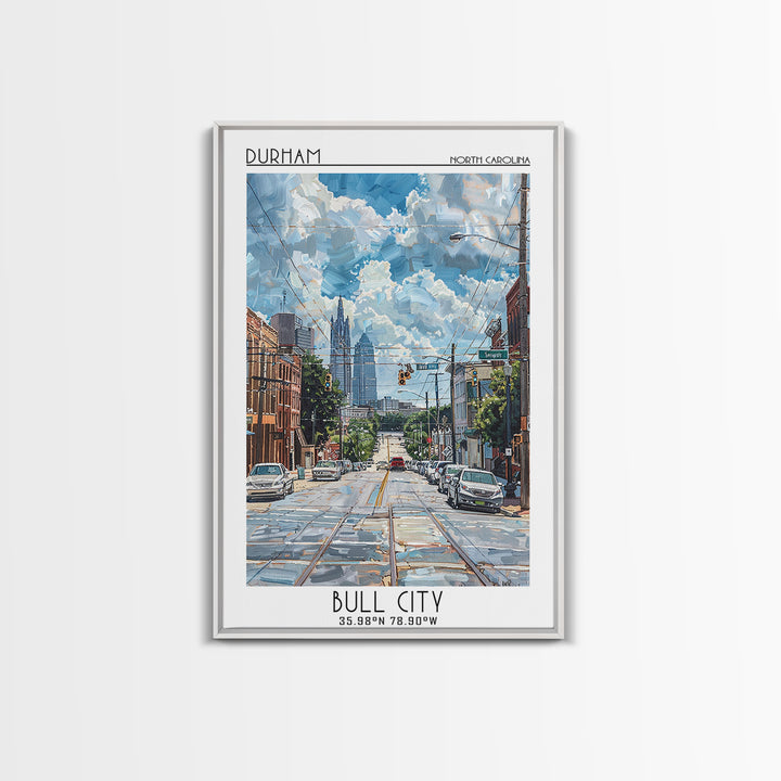 Durham Travel Poster, Framed Canvas Print, Retro Travel Poster, City Wall Art, Retro Travel Print, Home Office Decor, Fine Art Print