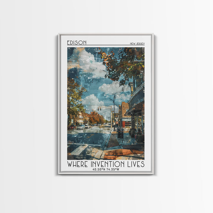 Edison Travel Poster, Framed Canvas Print, Retro Wall Art, Travel Print, City Wall Art, Modern Wall Decor, City Art Print, Art Print