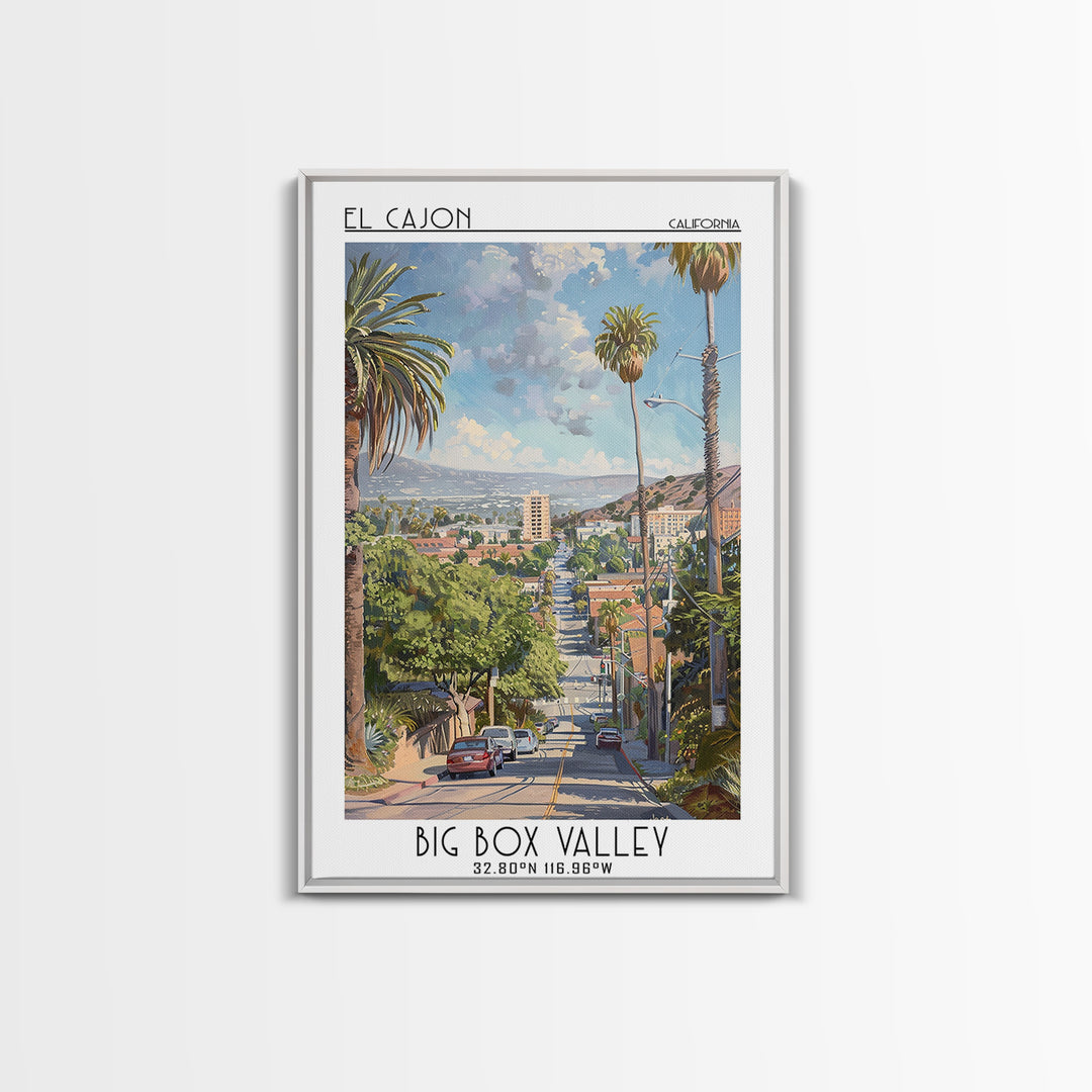 El Cajon Travel Poster, Framed Canvas Print, Travel Art Print, Modern Wall Decor, Travel Decor, Home Office Decor, Travel Wall Decor
