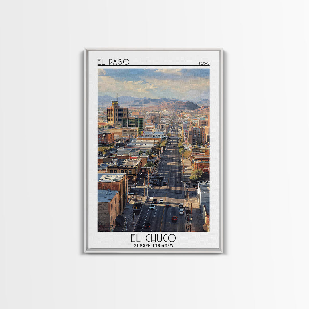 El Paso Travel Poster, Framed Canvas Print, City Travel Poster, Vintage City Poster, Travel Wall Art, Wanderlust Gift, Landscape Art