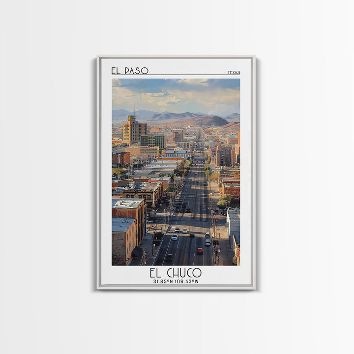 El Paso Travel Poster, Framed Canvas Print, City Travel Poster, Vintage City Poster, Travel Wall Art, Wanderlust Gift, Landscape Art