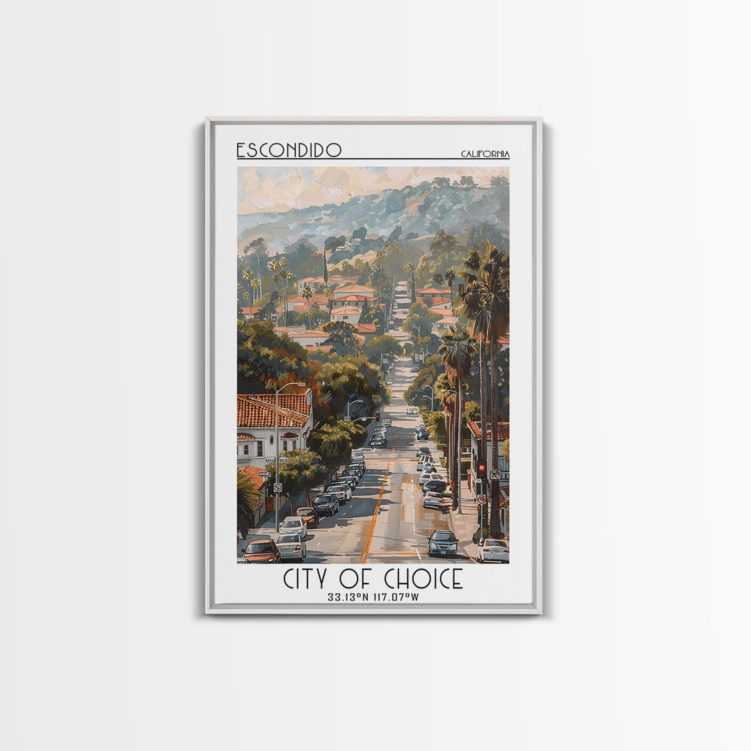 Escondido Travel Poster, Canvas Print, Retro Travel Poster, City Wall Art, Travel Art Print, Home Office Decor, Living Room Wall Art
