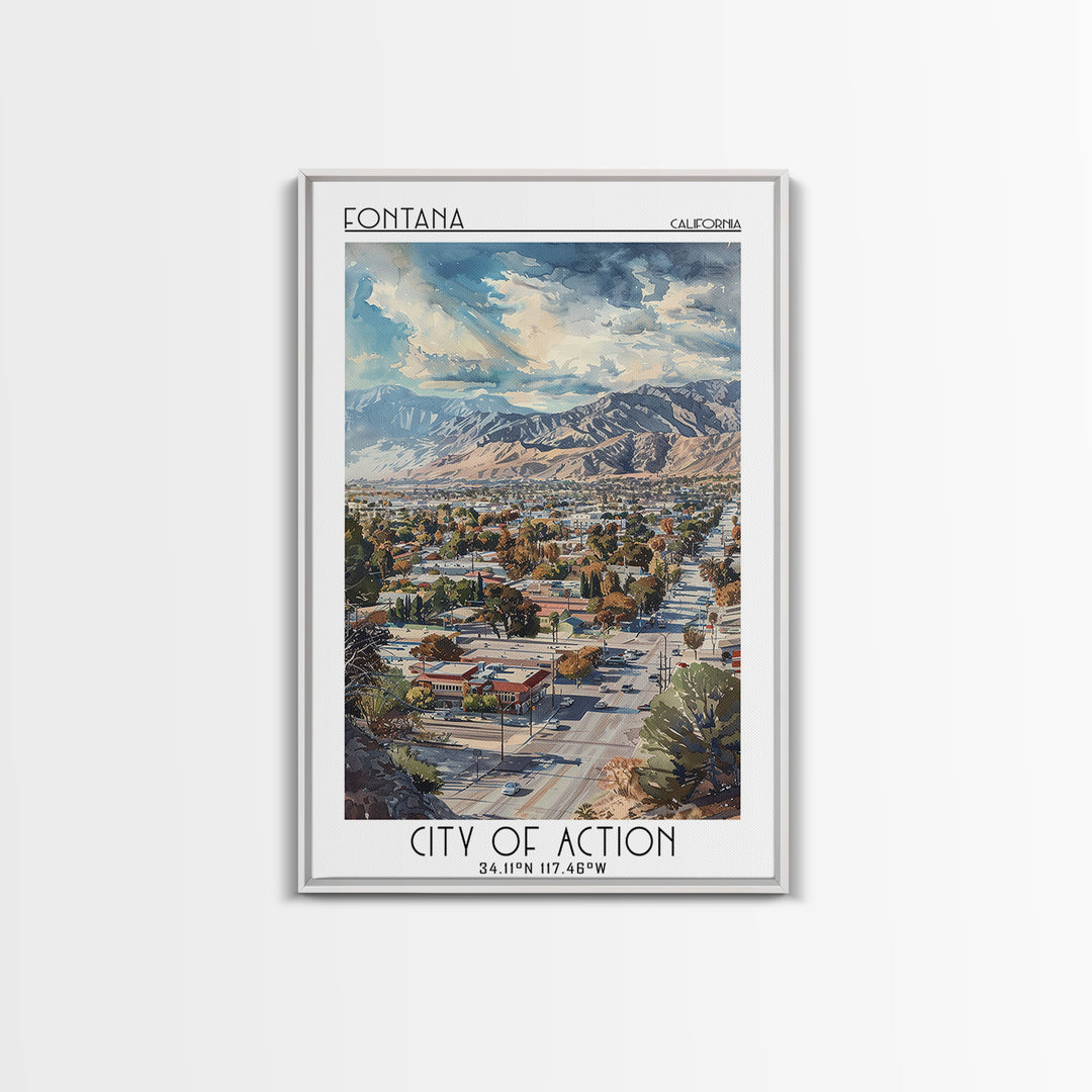 Fontana Travel Poster, Framed Canvas Print, City Art Print, Travel Wall Art, Art Print, Travel Art Print, Travel Decor, Poster Print