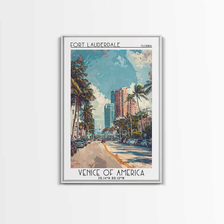 Fort Lauderdale Travel Poster, Framed Canvas Print, City Art Print, Travel Wall Art, Poster Art, Travel Art Print, Modern Wall Decor