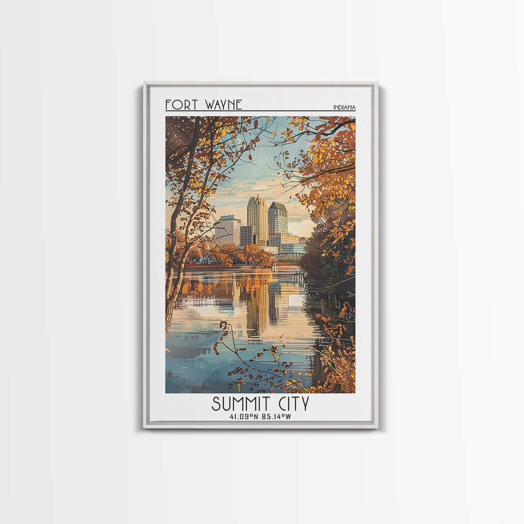 Fort Wayne Travel Poster, Canvas Print, Travel Wall Art, City Wall Art, Travel Posters, Home Office Decor, Wall Art, Wanderlust Gift