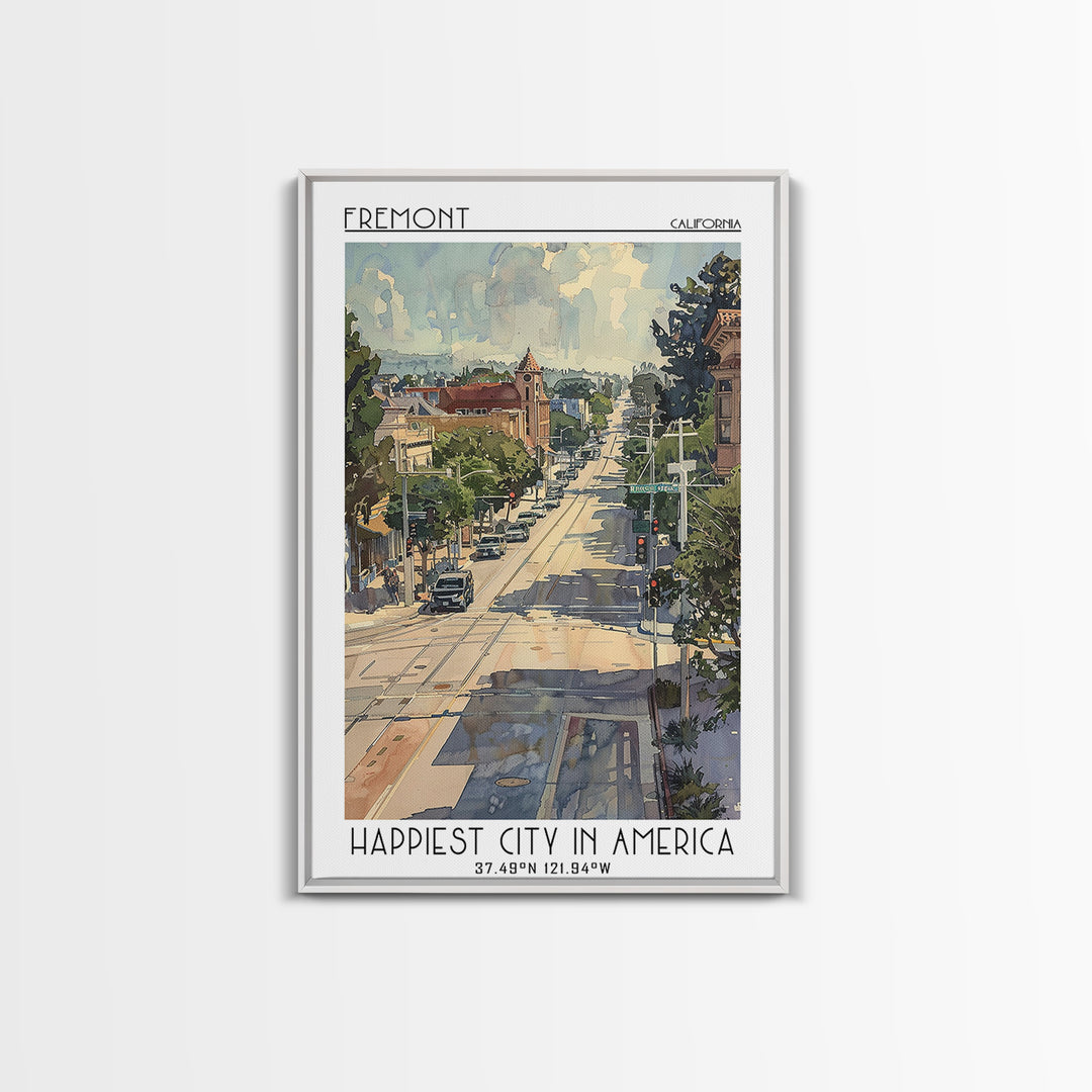 Fremont Travel Poster, Framed Canvas Print, City Travel Poster, Travel Wall Decor, Travel Posters, Poster Art, Home Decor, Art Print