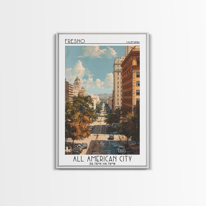 Fresno Travel Poster, Framed Canvas Print, City Art Print, Travel Wall Art, Wall Art, Poster Print, Travel Posters, Gallery Wall Set