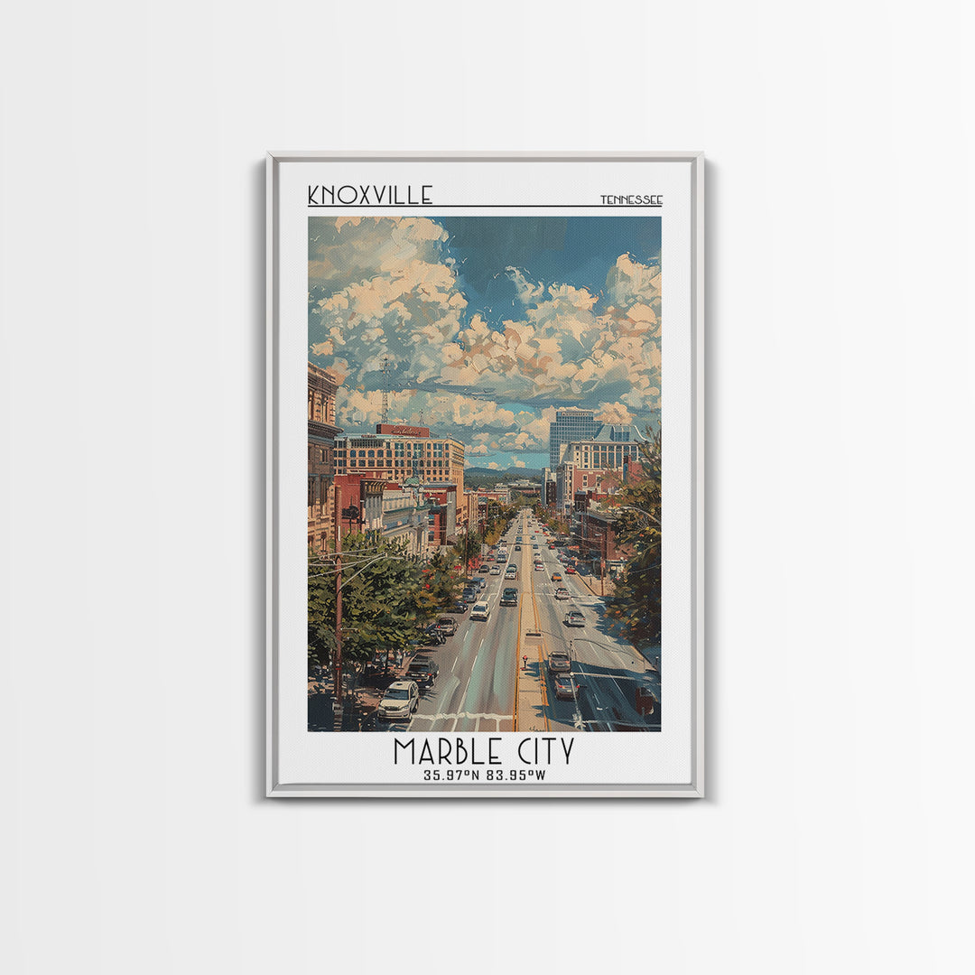 Knoxville Travel Poster, Framed Canvas Print, City Art Print, Travel Wall Art, City Wall Art, Vintage City Poster, City Illustration