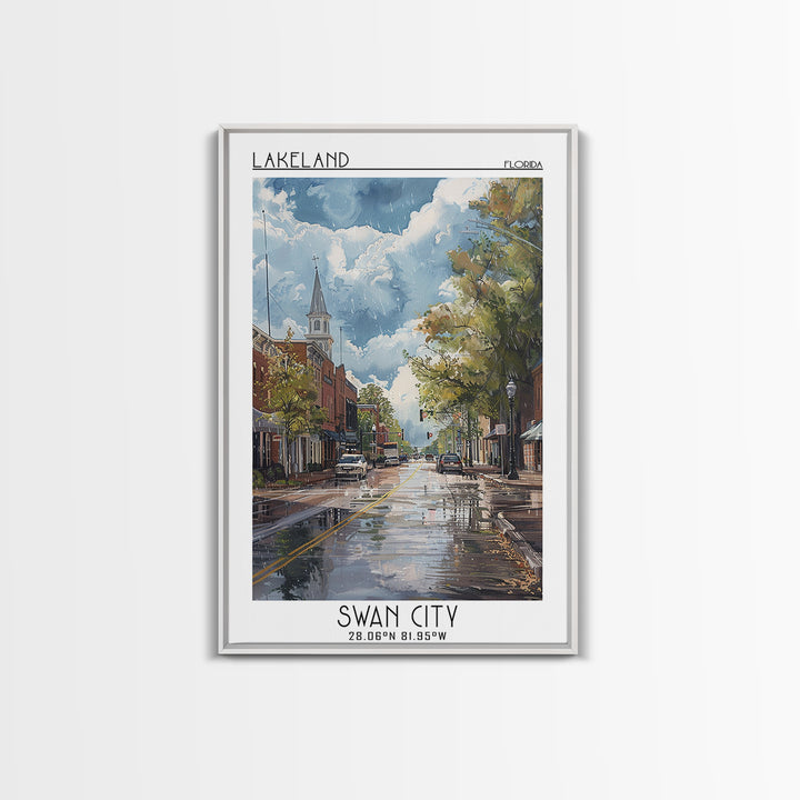 Lakeland Travel Poster, Canvas Print, City Art Print, Travel Wall Art, Retro Travel Poster, Travel Posters, Art Print, Landscape Art