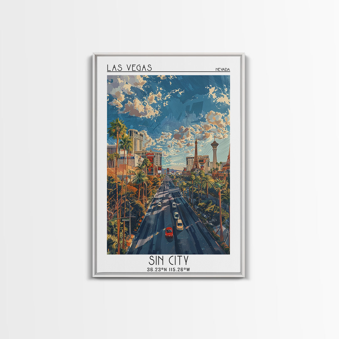 Las Vegas Travel Poster, Framed Canvas Print, Retro Wall Art, Travel Print, Wall Art, Vintage Travel, Gallery Wall Set, Poster Print