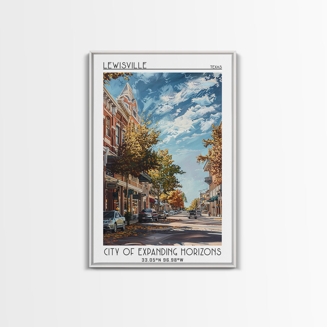 Lewisville Travel Poster, Framed Canvas Print, Travel Art Print, Modern Wall Decor, Minimalist Poster, Travel Wall Art, Poster Print