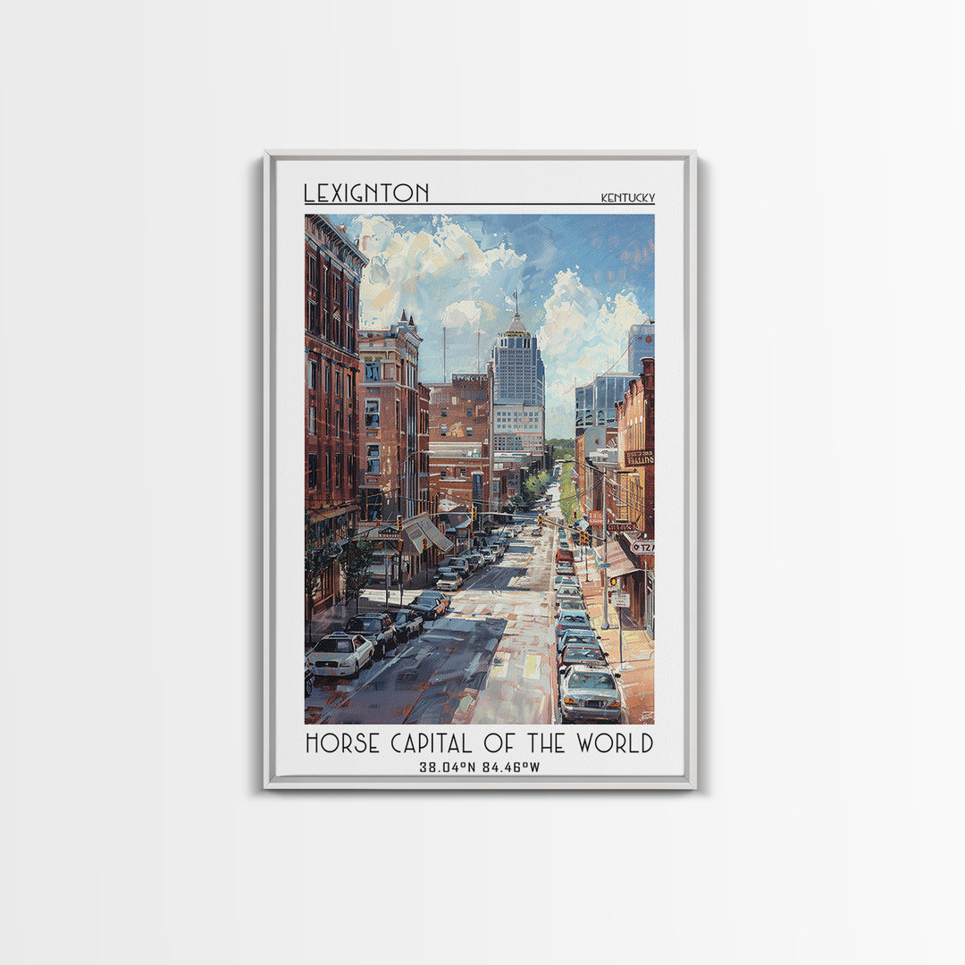 Lexington Travel Poster, Framed Canvas Print, Travel Art Print, Modern Wall Decor, Retro Travel Print, Home Decor, Travel Wall Decor